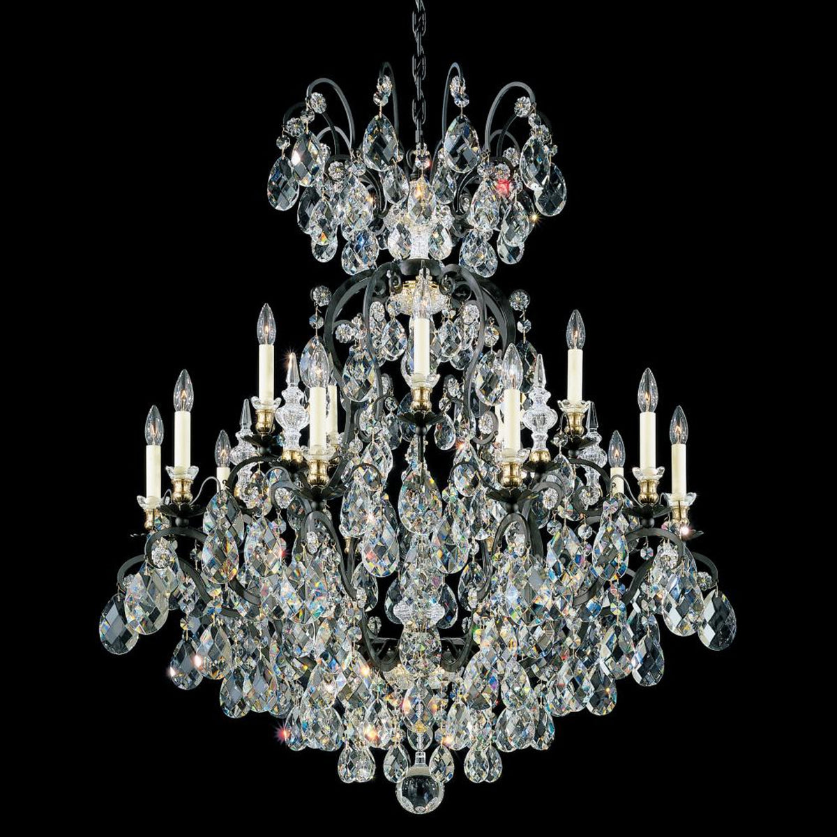Renaissance Chandelier, 16-Light, Black, Clear Swarovski Crystal, 38"W (3773-51S 1HZRM7)
