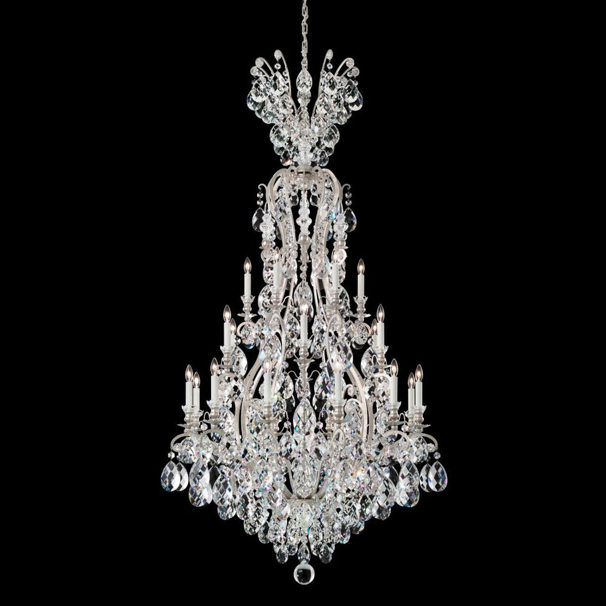 Renaissance Chandelier, 10-Light, Black, Clear Swarovski Crystal, 21"W (3780-51S 1HZRMN)