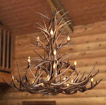 Reproduction Antler 52"W Natural Brown 16-Light Chandelier