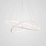 Modern LED Chandelier Minimalist 2-Ring Geometric Lights with Adjustable Height