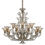 Rivendell 27"H x 32"W 16-Light Crystal Chandelier in Etruscan Gol