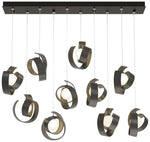 Riza 12.2" Wide 10-Light Dark Smoke Pendant With Opal Glass Shade