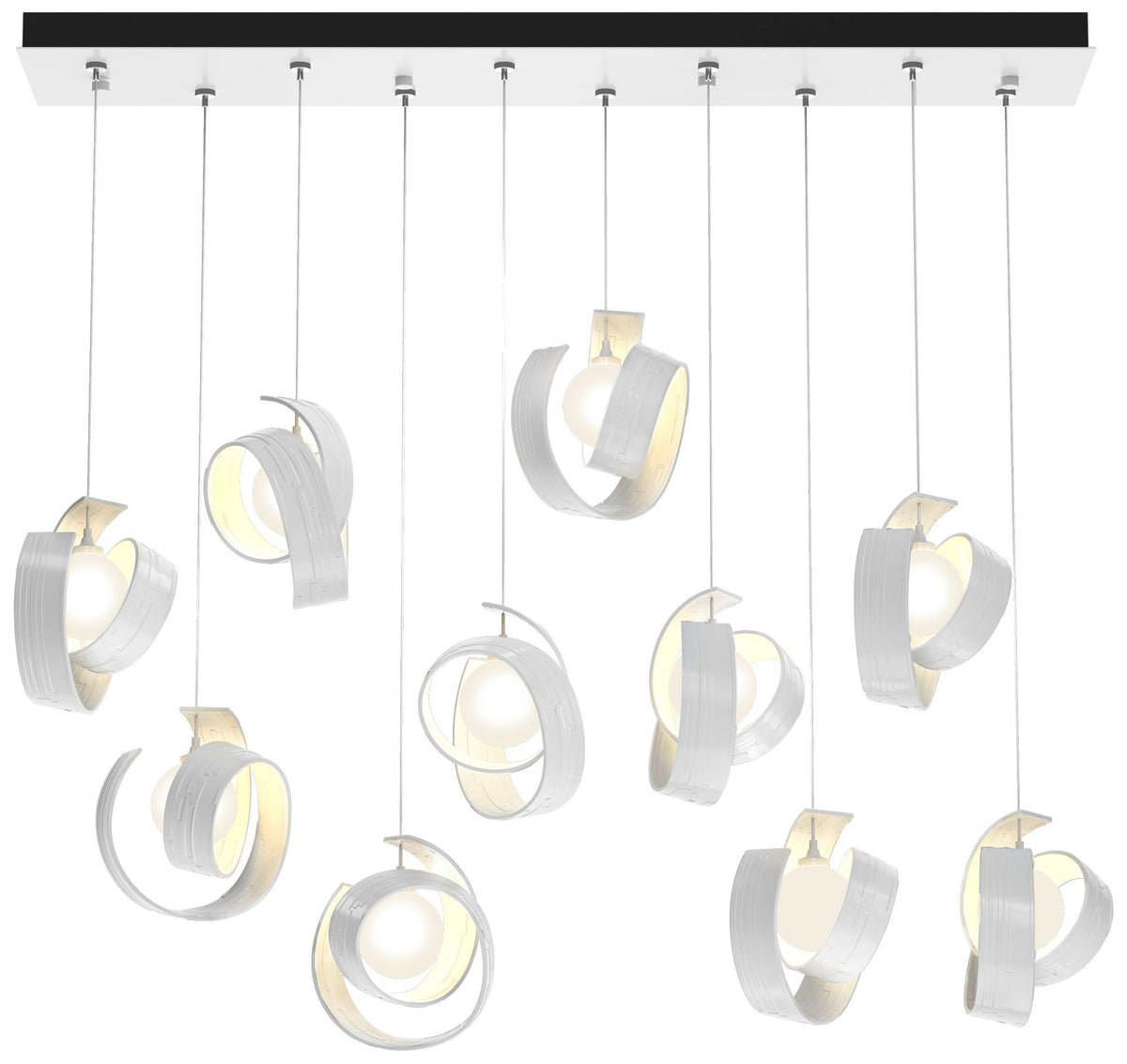 Riza 12.2" Wide 10-Light White Pendant With Opal Glass Shade