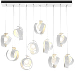 Riza 12.2" Wide 10-Light White Pendant With Opal Glass Shade