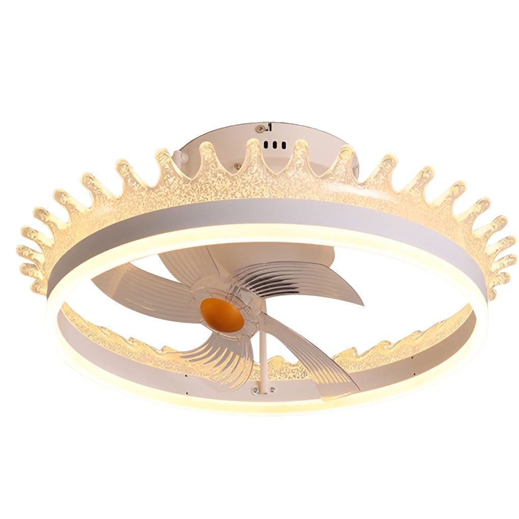 Round 360° Rotating Dimmable LED Silent Ceiling Fan Light with Remote Control