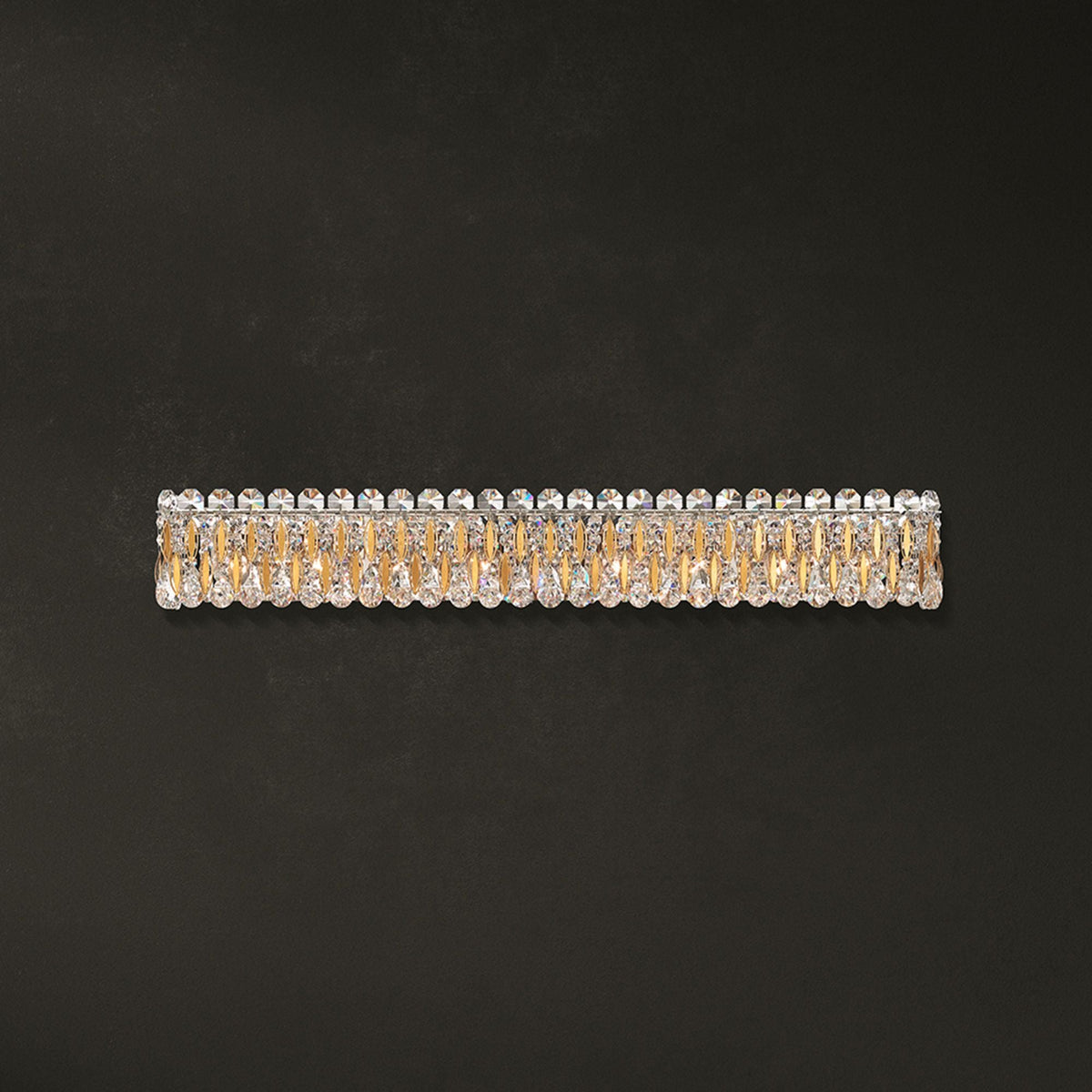 Sarella 5.5"H x 36.5"W 8-Light Crystal Bath Bar in Heirloom Gold