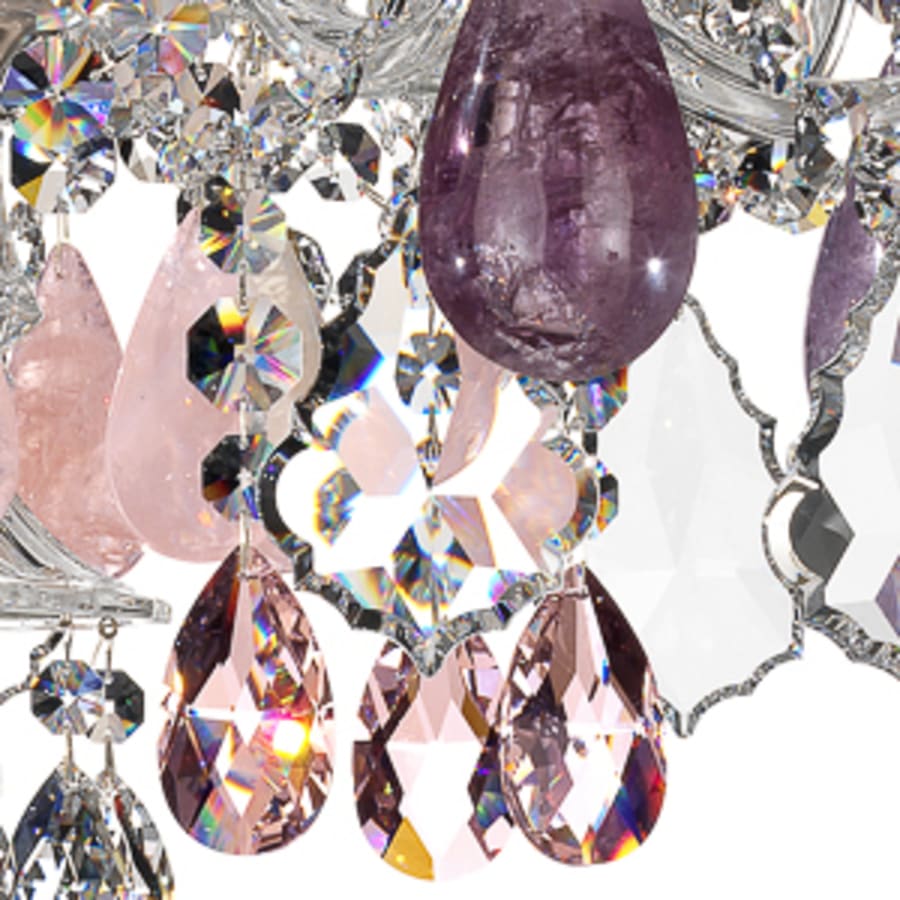 Hamilton 7 Light 24" Wide Crystal Chandelier with Amethyst Rock Crystals