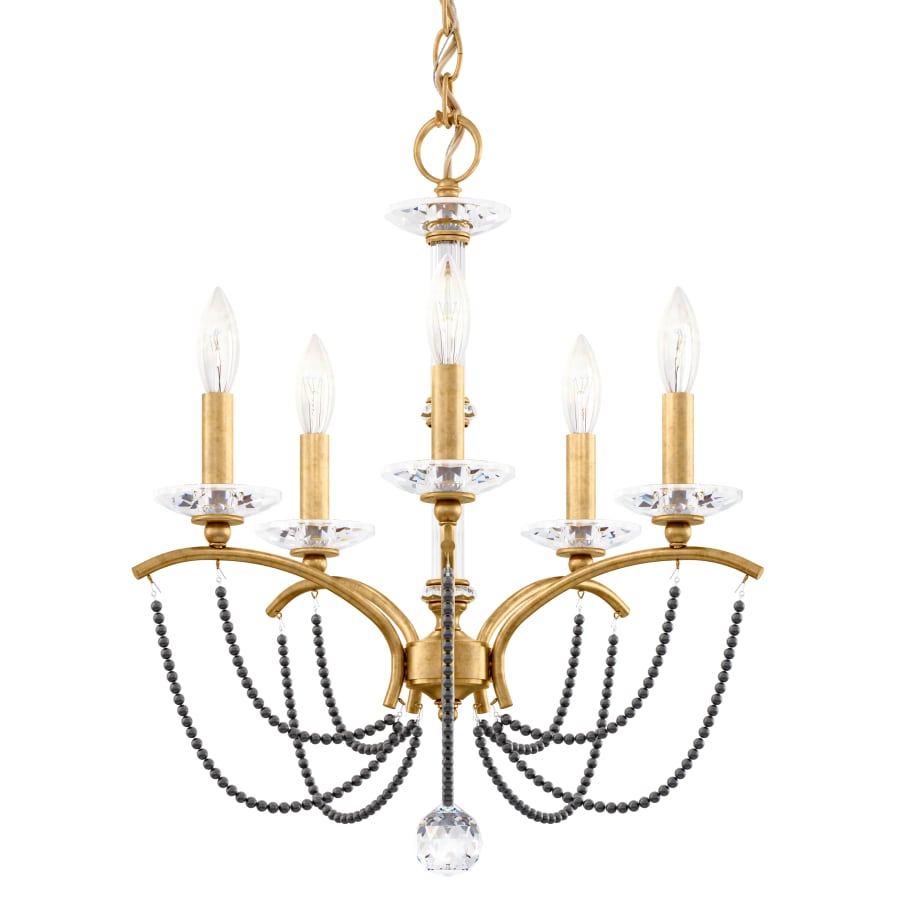Priscilla 5 Light 18" Wide Crystal Chandelier with Dark Grey Pearl Beads