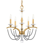 Priscilla 5 Light 18" Wide Crystal Chandelier with Dark Grey Pearl Beads