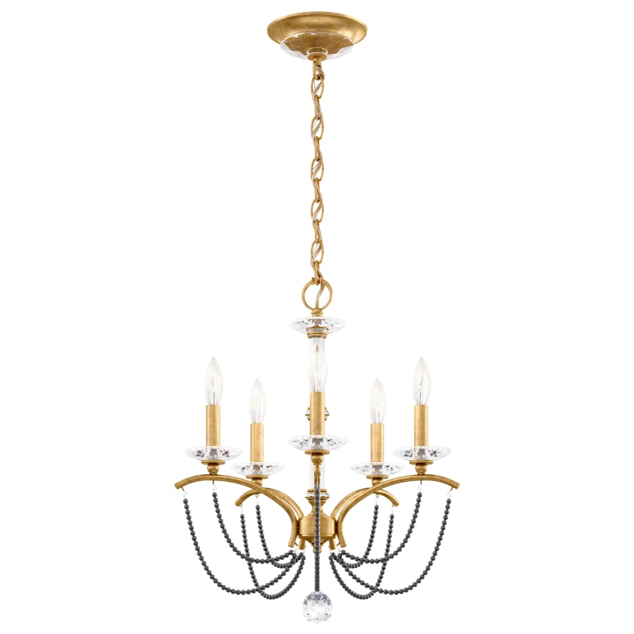 Priscilla 5 Light 18" Wide Crystal Chandelier with Dark Grey Pearl Beads