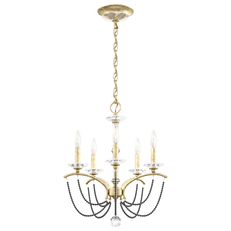 Priscilla 5 Light 18" Wide Crystal Chandelier with Dark Grey Pearl Beads