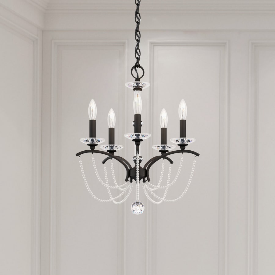 Priscilla 5 Light 18" Wide Crystal Chandelier with White Pearl Beads