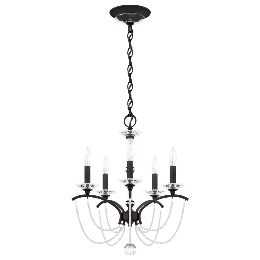 Priscilla 5 Light 18" Wide Crystal Chandelier with White Pearl Beads