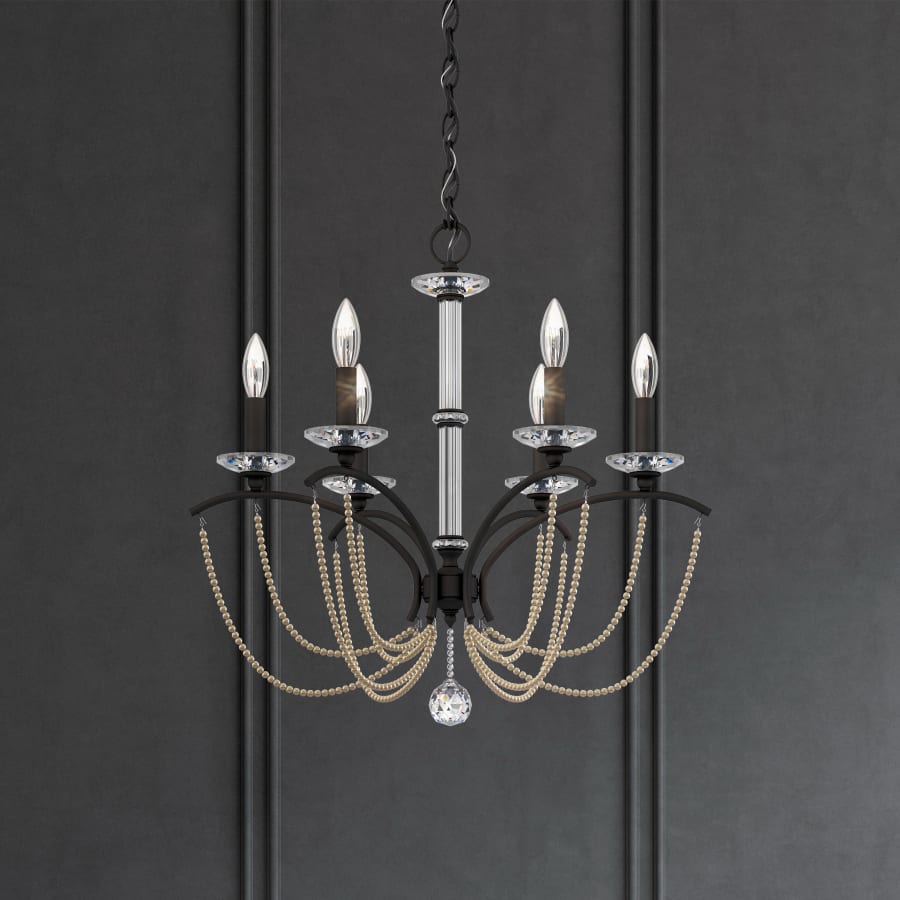 Priscilla 6 Light 24" Wide Crystal Chandelier with Bronze Pearl Beads