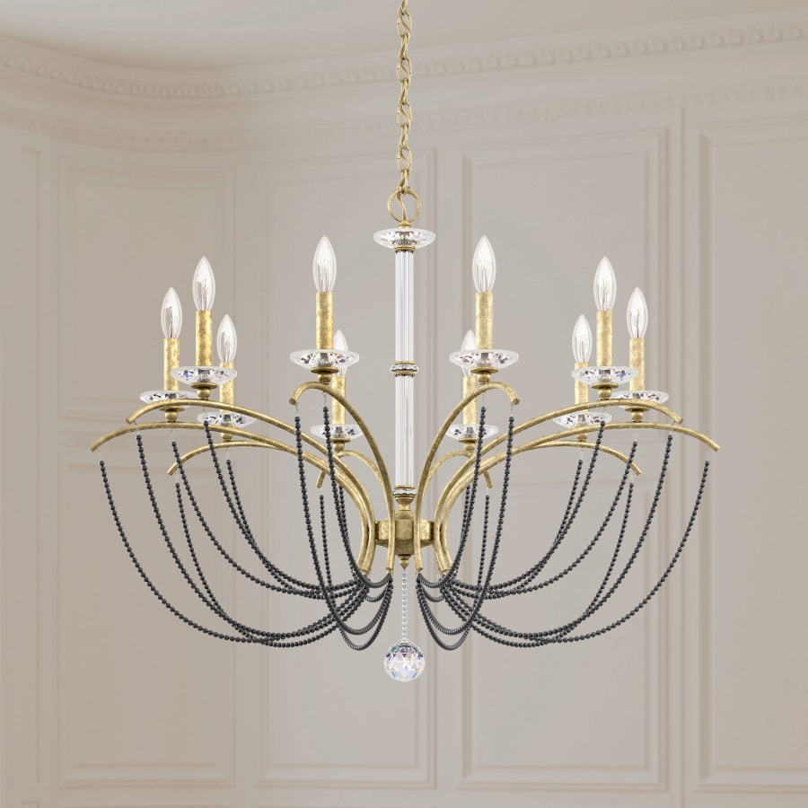 Priscilla 10 Light 36" Wide Crystal Chandelier with Dark Grey Pearl Beads