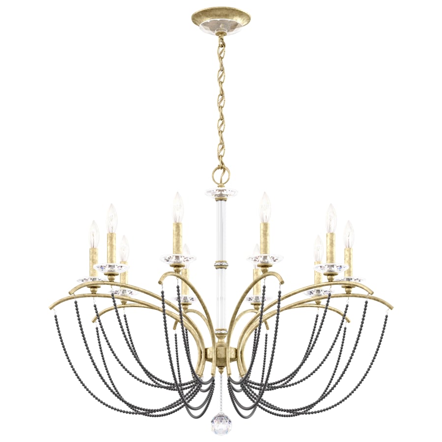 Priscilla 10 Light 36" Wide Crystal Chandelier with Dark Grey Pearl Beads