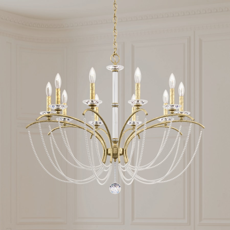 Priscilla 10 Light 36" Wide Crystal Chandelier with White Pearl Beads