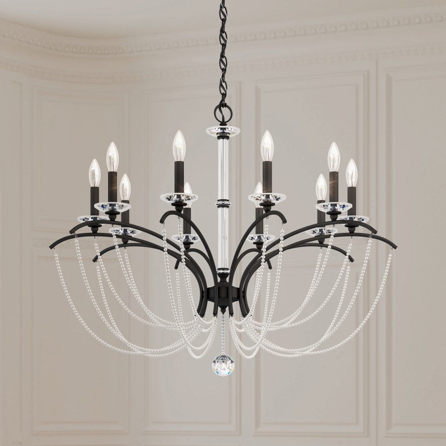 Priscilla 10 Light 36" Wide Crystal Chandelier with White Pearl Beads