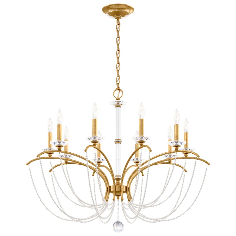 Priscilla 10 Light 36" Wide Crystal Chandelier with White Pearl Beads