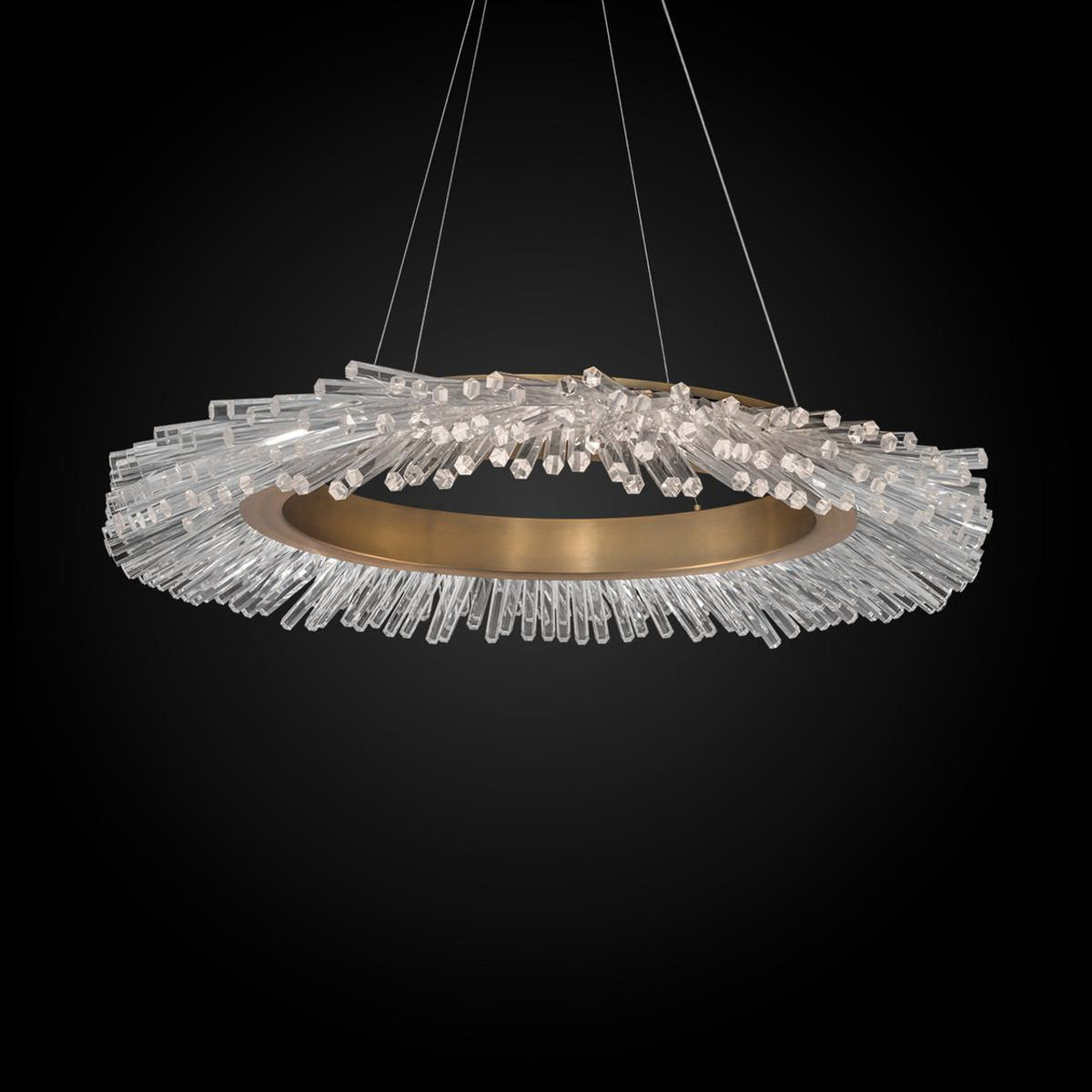 Atomic Pendant, Integrated LED, Black Leather, Brushed Nickel, Optic Crystal (BPD45236-BK/BN YUEX014CWC)