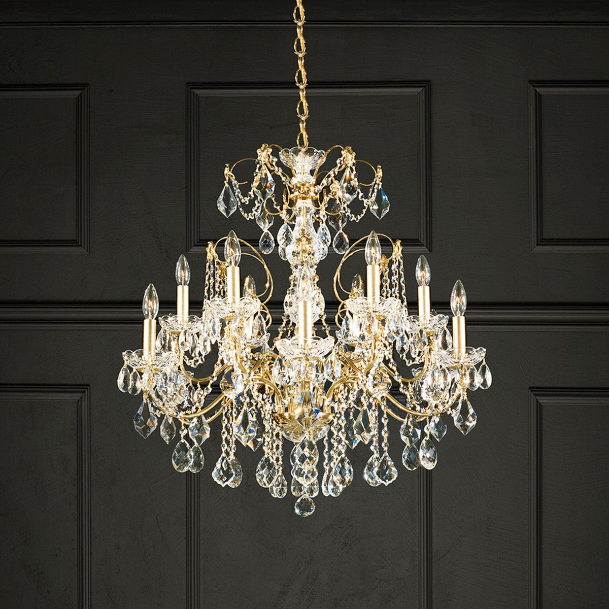 Schonbek Century 30"W Antique Silver 12-Light Chandelier