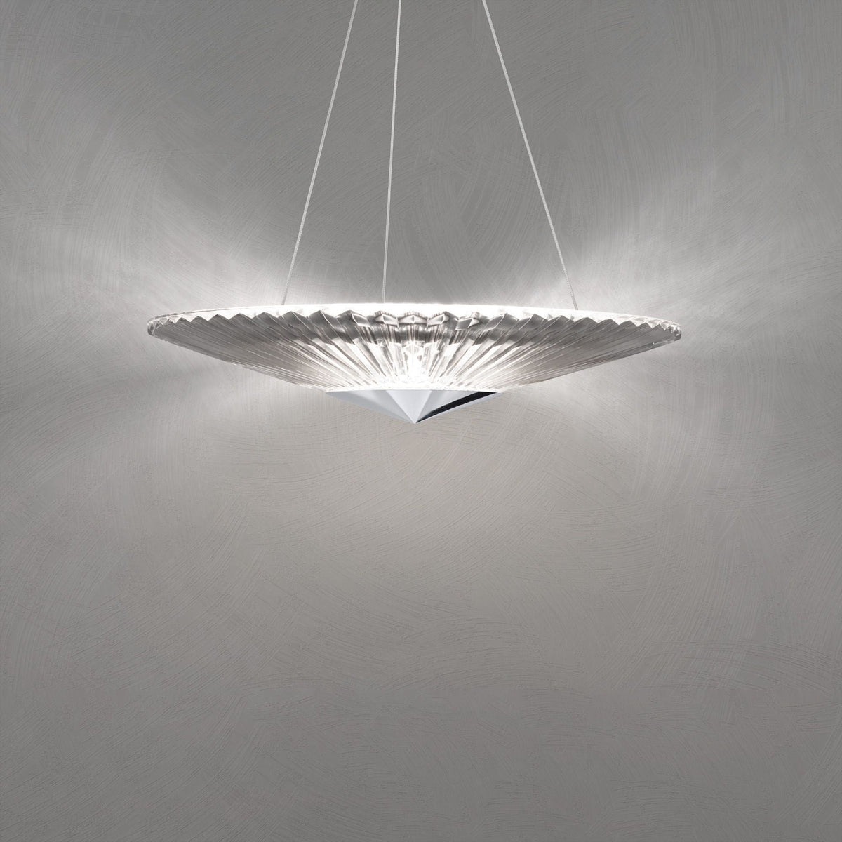 Schonbek Origami 24" Wide Polished Chrome Clear Crystal 1-Light Pendan