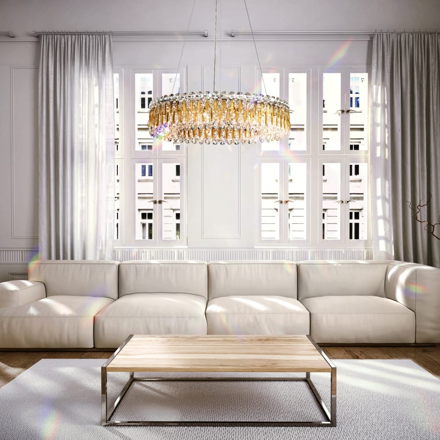 Sarella 12 Light 24" Wide Crystal Pendant with Heritage Crystals