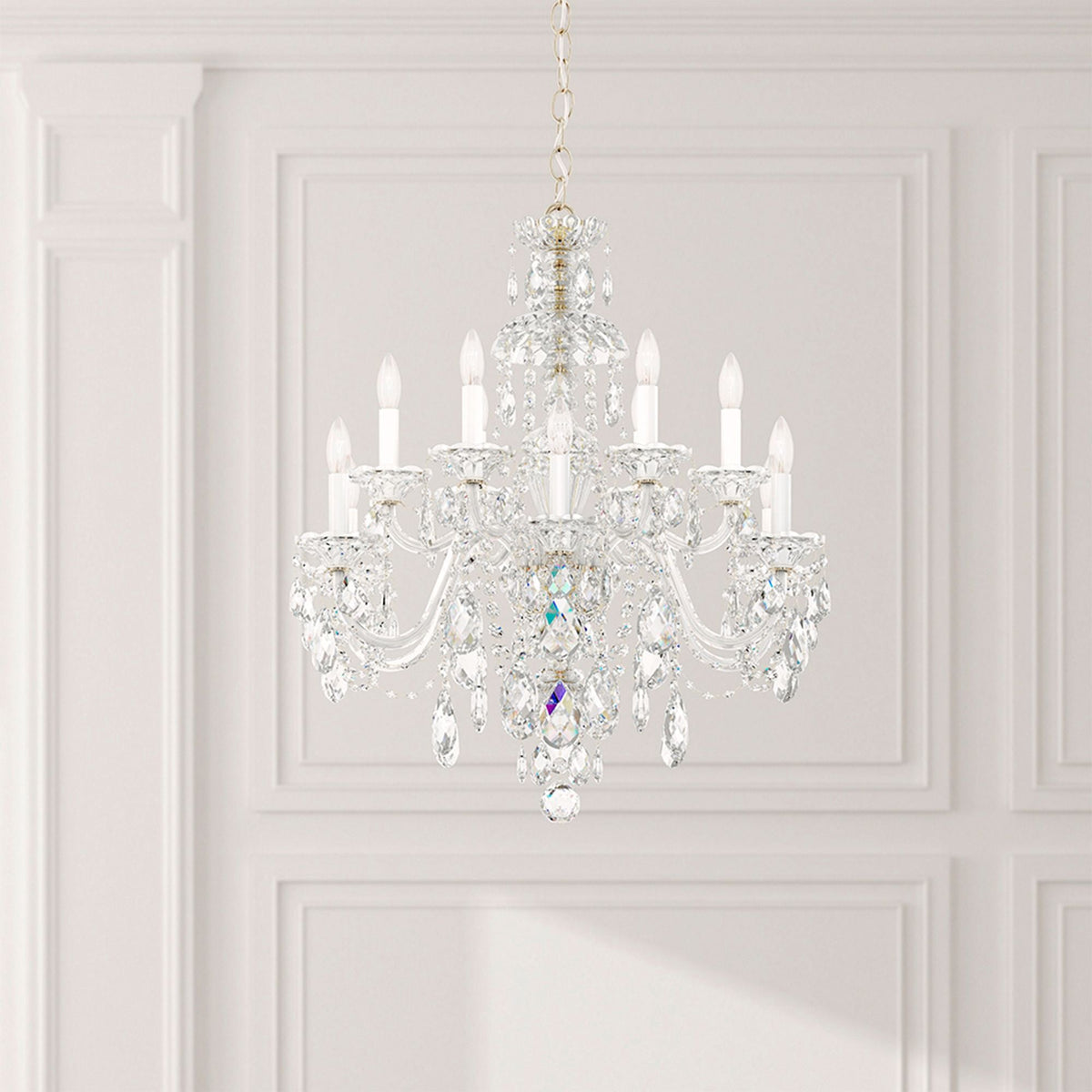 Schonbek Sterling 29"W Polished Silver 12-Light Chandelier