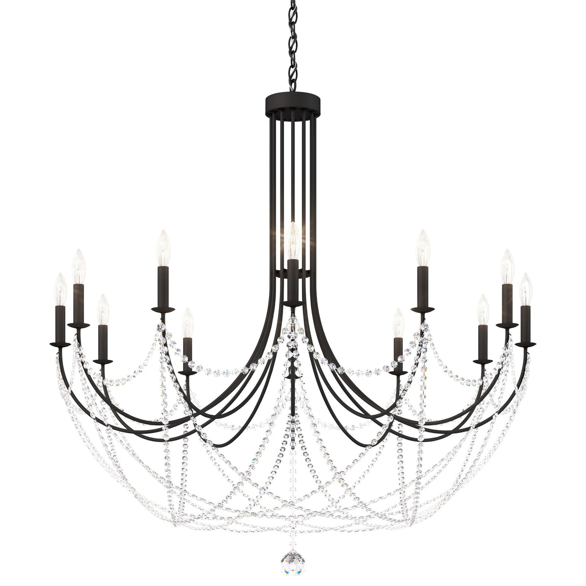 Schonbek Verdana 43" Wide Matte Black 12-Light Pendant Light