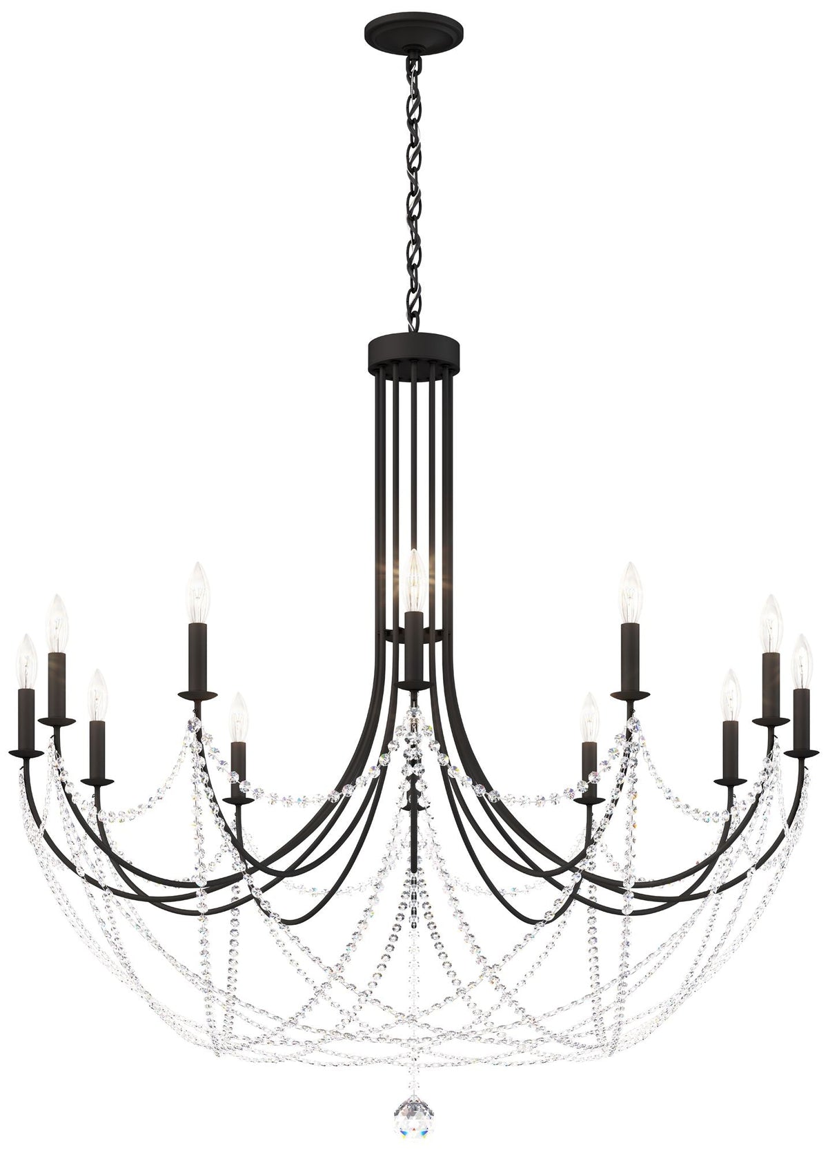 Schonbek Verdana 43" Wide Matte Black 12-Light Pendant Light