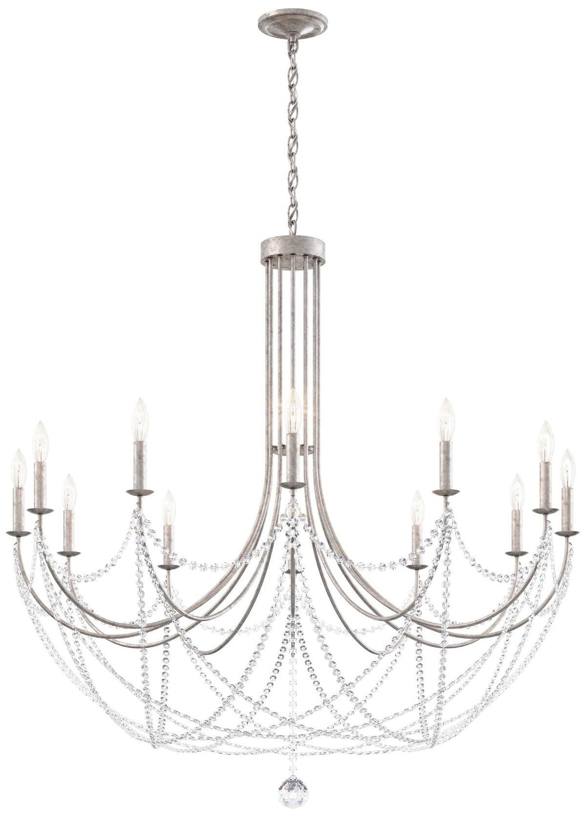 Schonbek Verdana 43"W Antique Silver 12-Light Pendant Light