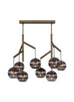 Sedona Double Chandelier, 8-Light, Satin Nickel, Transparent Glass Orb, 24.5"W (700SDNMPL2CS 70E7GUY)