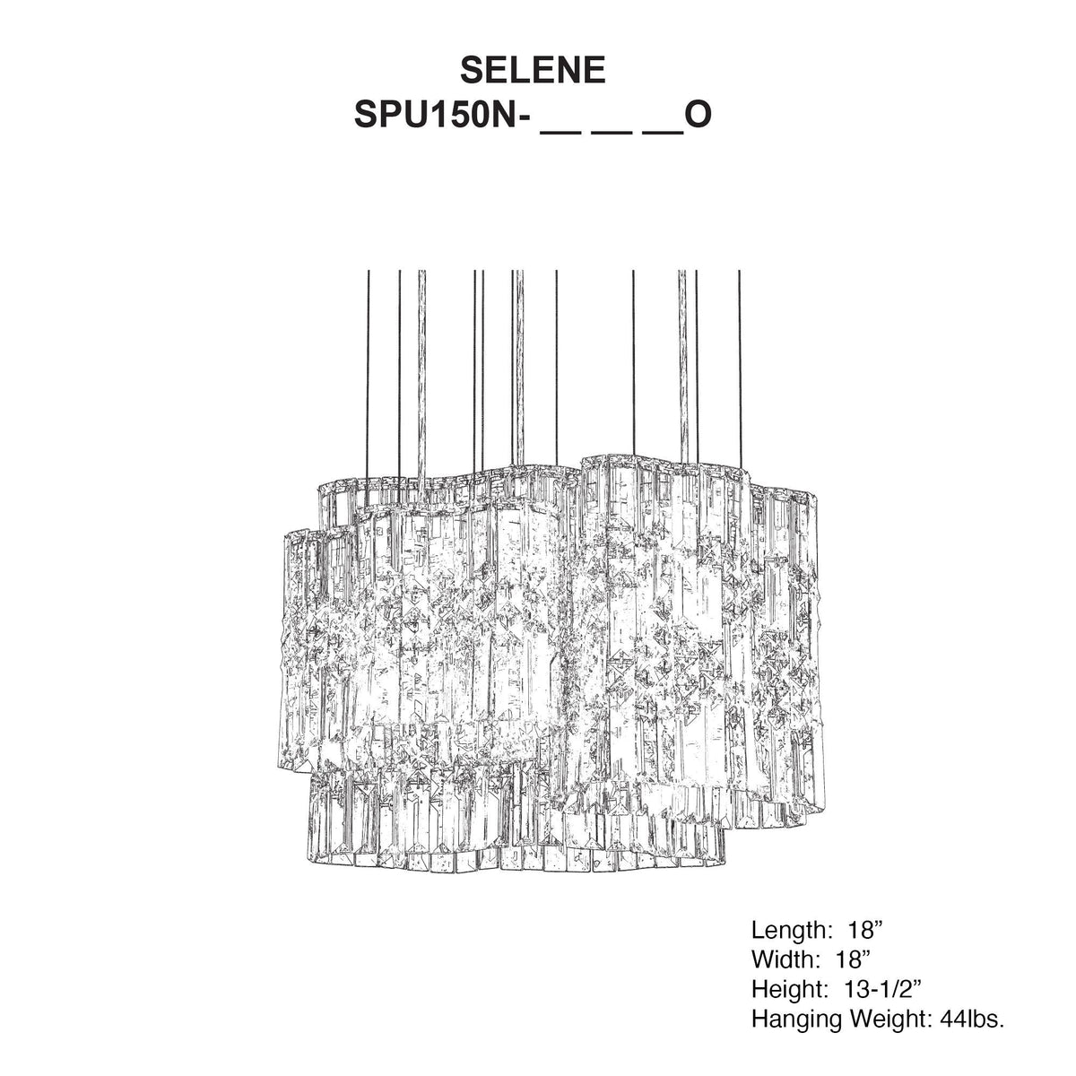 Selene 13.5"H x 18"W 6-Light Crystal Pendant in Polished Stainles