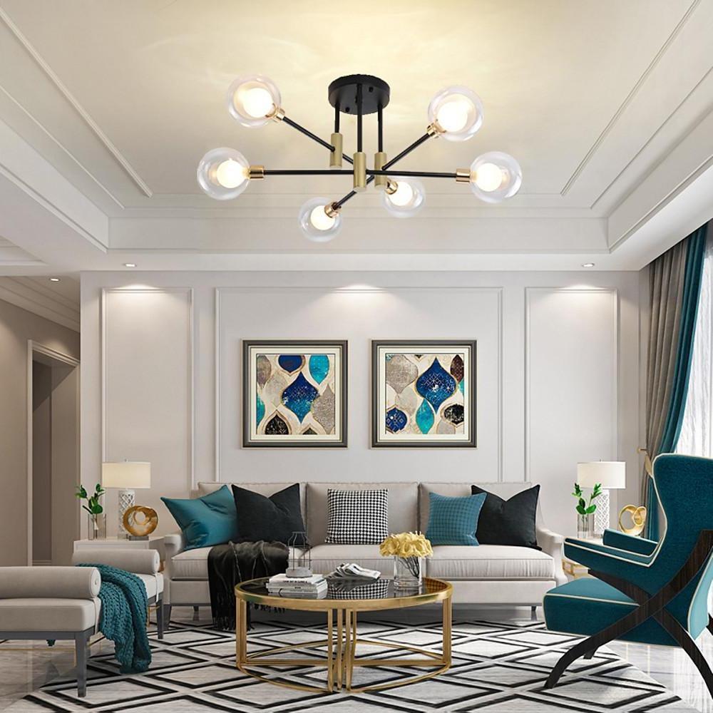 Modern Metal Glass Flush Mount Sputnik Light LED Bedroom Ceiling Lights