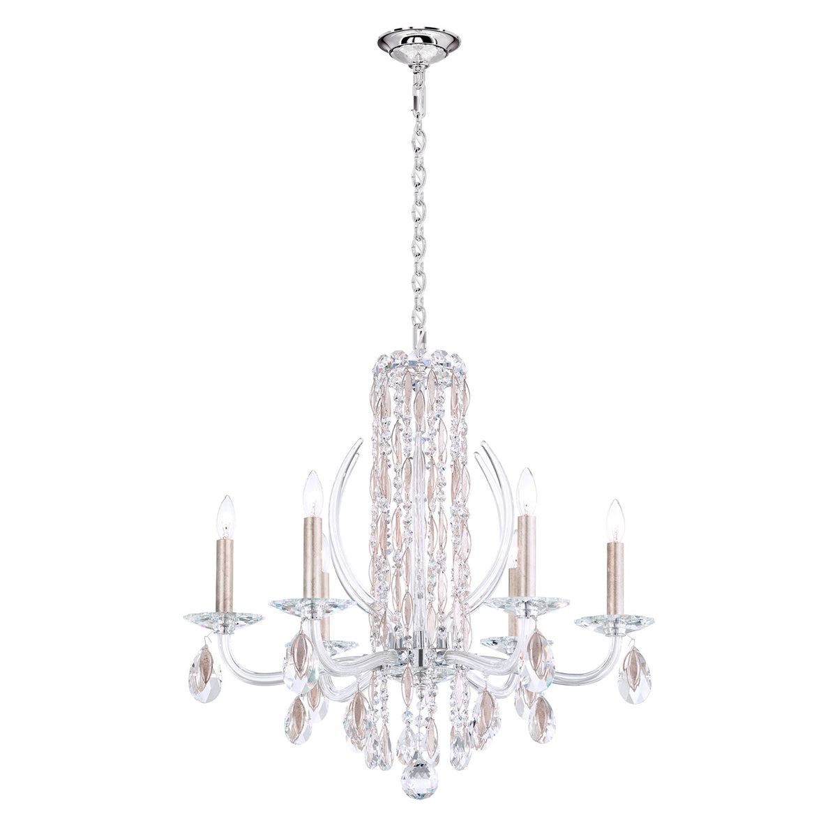 Siena 23.5"H x 24.5"W 6-Light Crystal Chandelier in Antique Silve
