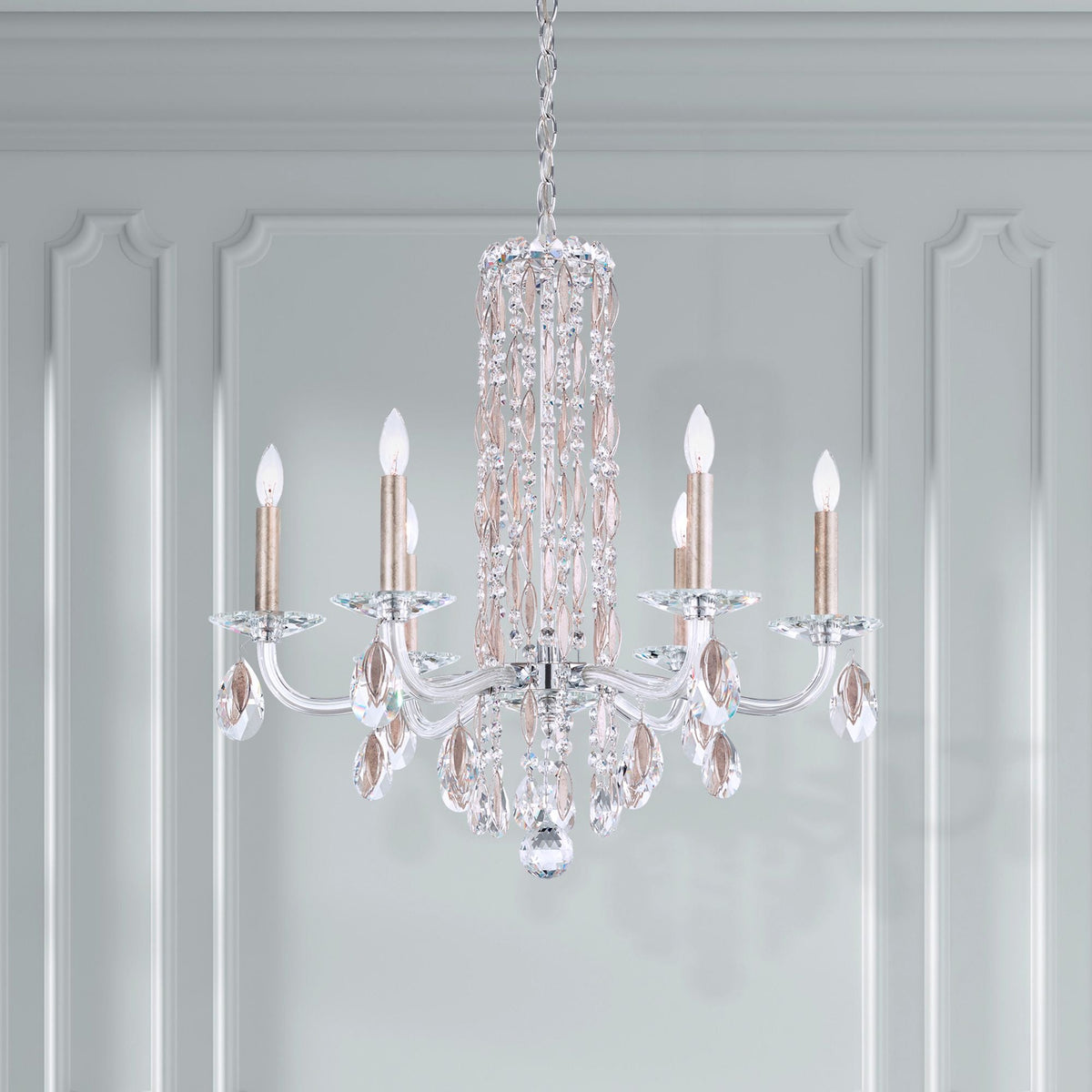 Siena 23.5"H x 24.5"W 6-Light Crystal Chandelier in White