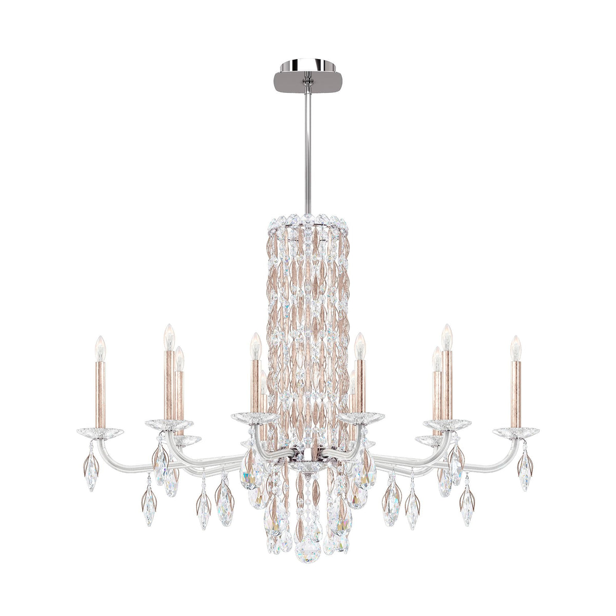 Siena 30"H x 40.5"W 10-Light Crystal Chandelier in Antique Silver