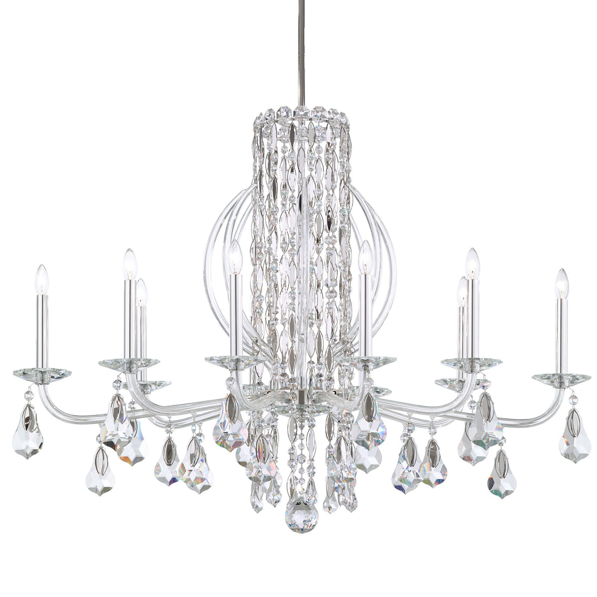 Siena 30"H x 40.5"W 10-Light Crystal Chandelier in Polished Stain