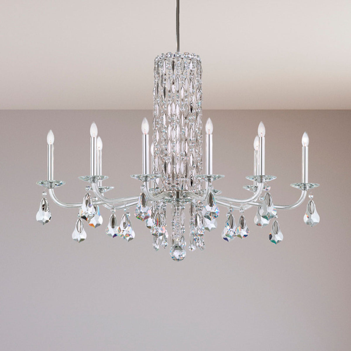 Siena 30"H x 40.5"W 10-Light Crystal Chandelier in Polished Stain
