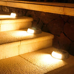 Wall Protected Flush Mount-On-Step Lights Solar LED Stairway Landscape Lighting