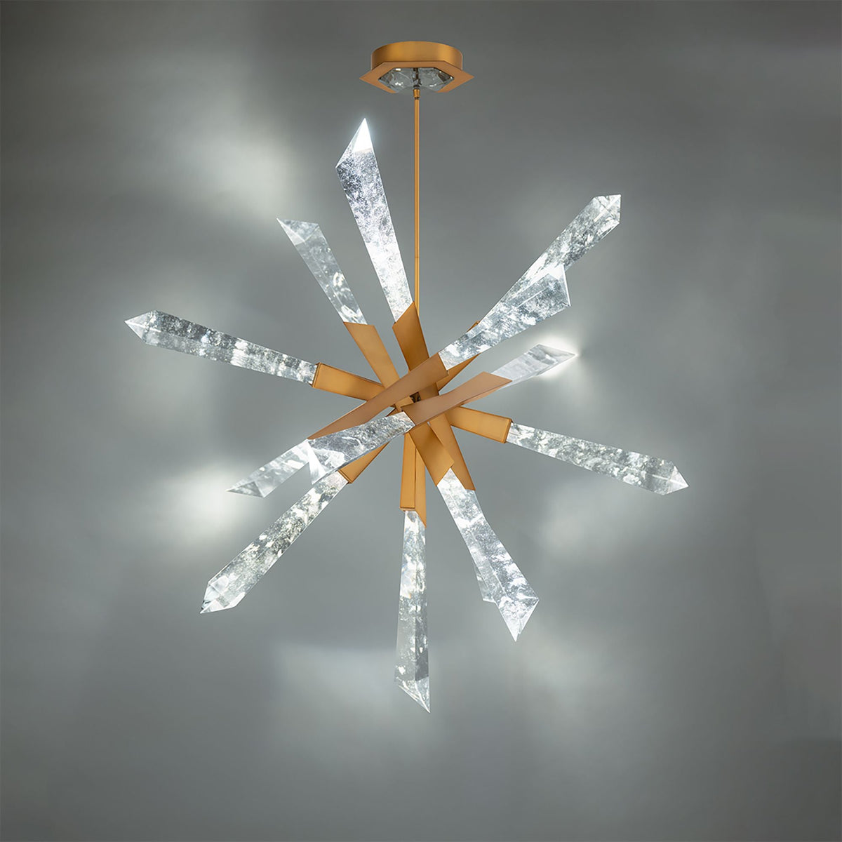 Solitude 41.5"H x 48"W 12-Light Crystal Chandelier in Aged Brass