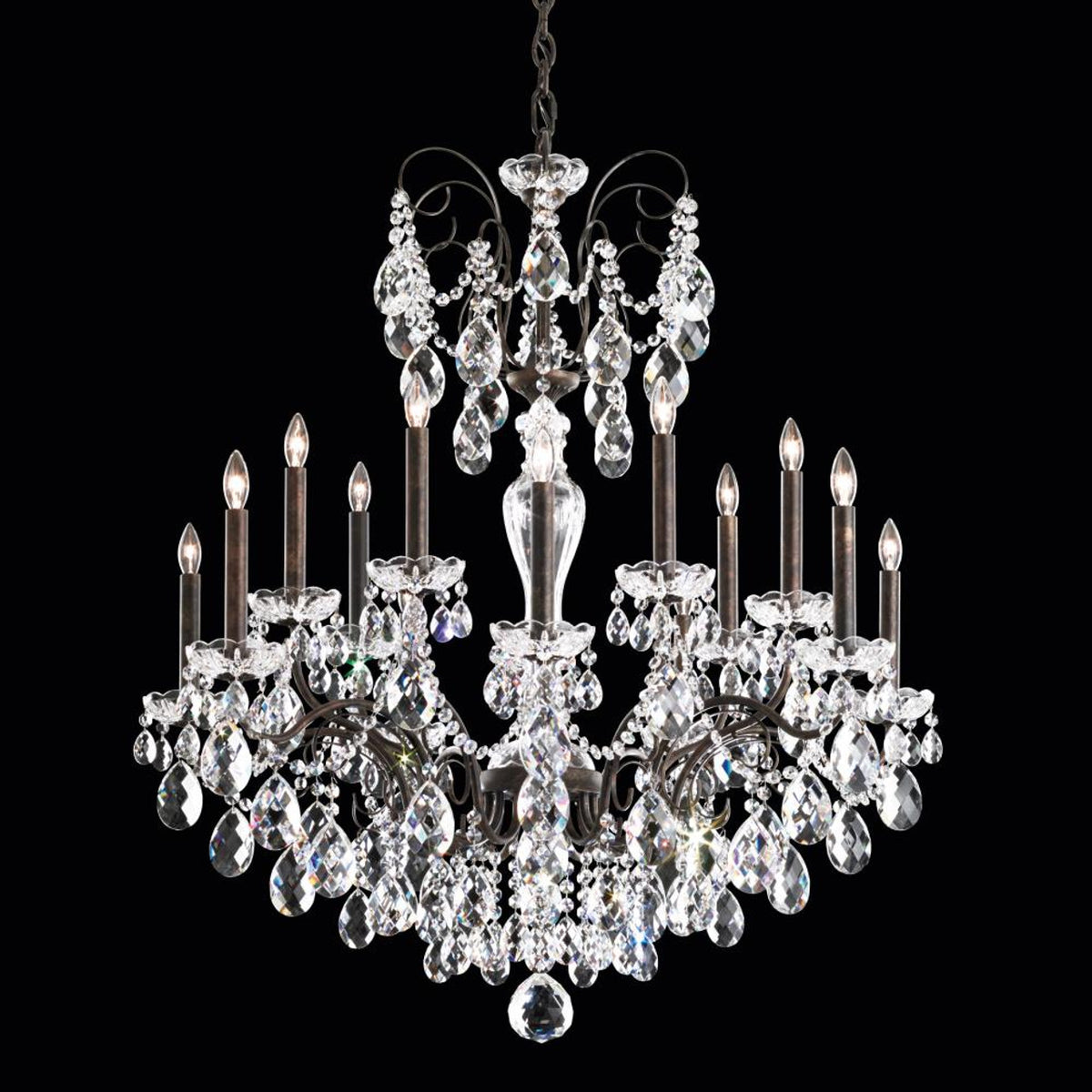 Sonatina Chandelier, 14-Light, Heirloom Bronze, Clear Swarovski Crystal, 35"W (ST1852N-76S 1814T1)