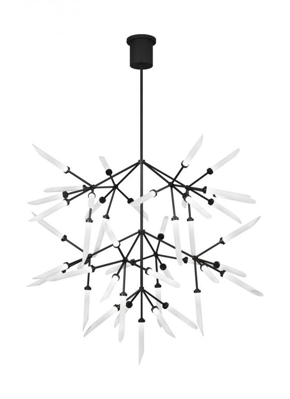 Spur Grande Chandelier, 45-Light, 3-Tier, LED, Black, Matte Black, 43.2"H (700SPRGFB-LED927 70PD8XN)