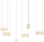 Stacks 33.7" Wide 6-Light Modern Brass LED Pendant With Clear Glass