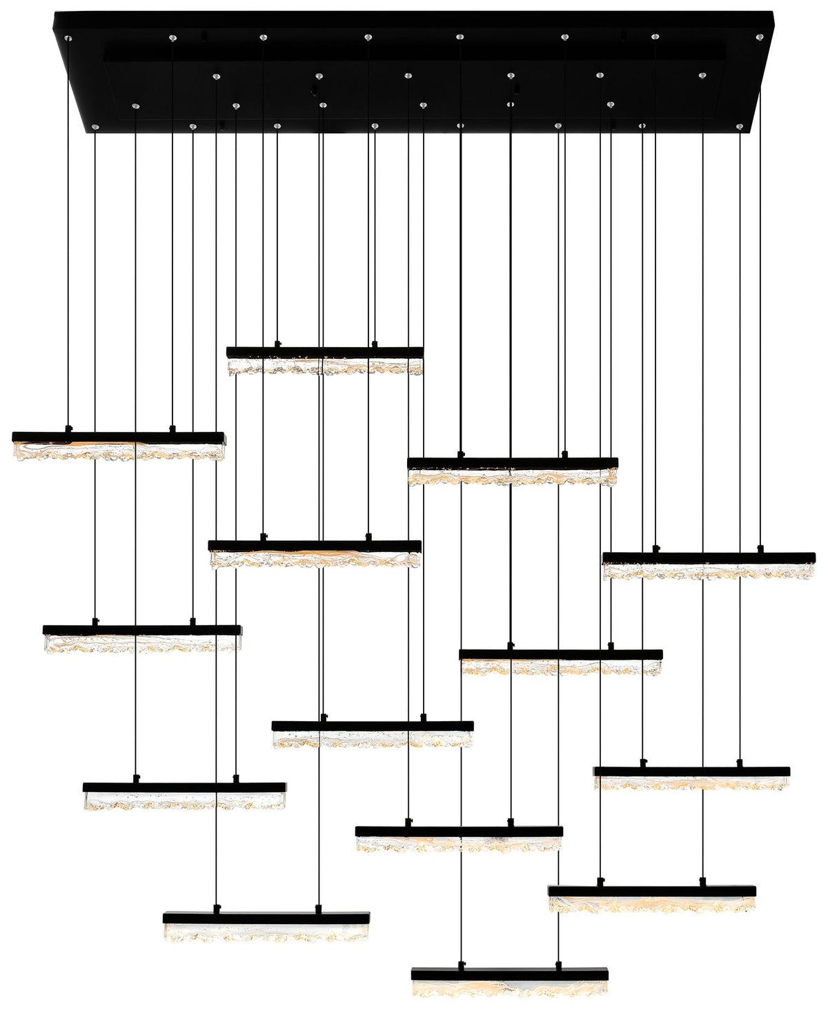 Stagger Integrated LED Black Chandelier