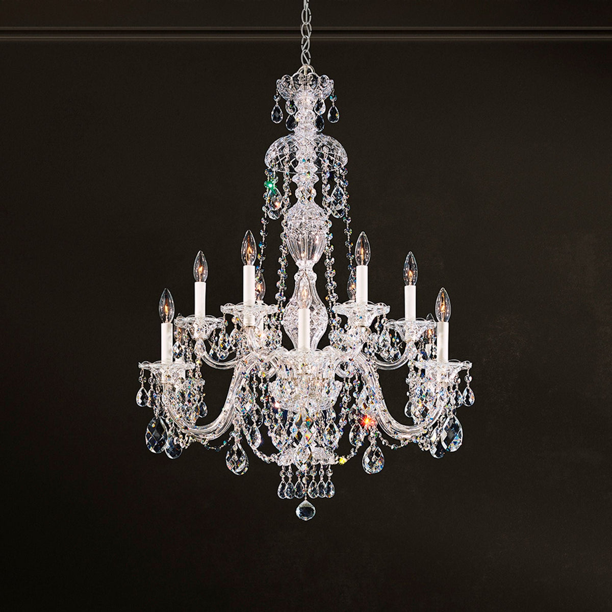 Sterling 38"H x 29"W 12-Light Crystal Chandelier in Silver