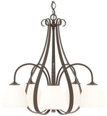 Sweeping Taper 24" Wide 5 Arm Bronze Chandelier With Opal Glass