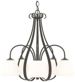 Sweeping Taper 24" Wide 5 Arm Dark Smoke Chandelier With Opal Glass