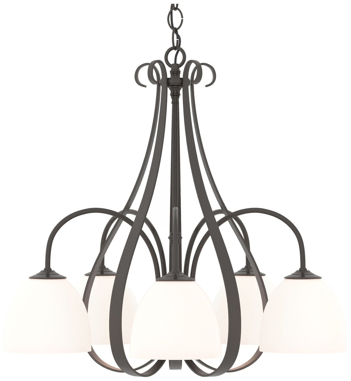 Sweeping Taper 24" Wide 5 Arm Oil Rubbed Bronze Chandelier With Opal G