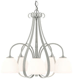 Sweeping Taper 24" Wide 5 Arm Sterling Chandelier With Opal Glass